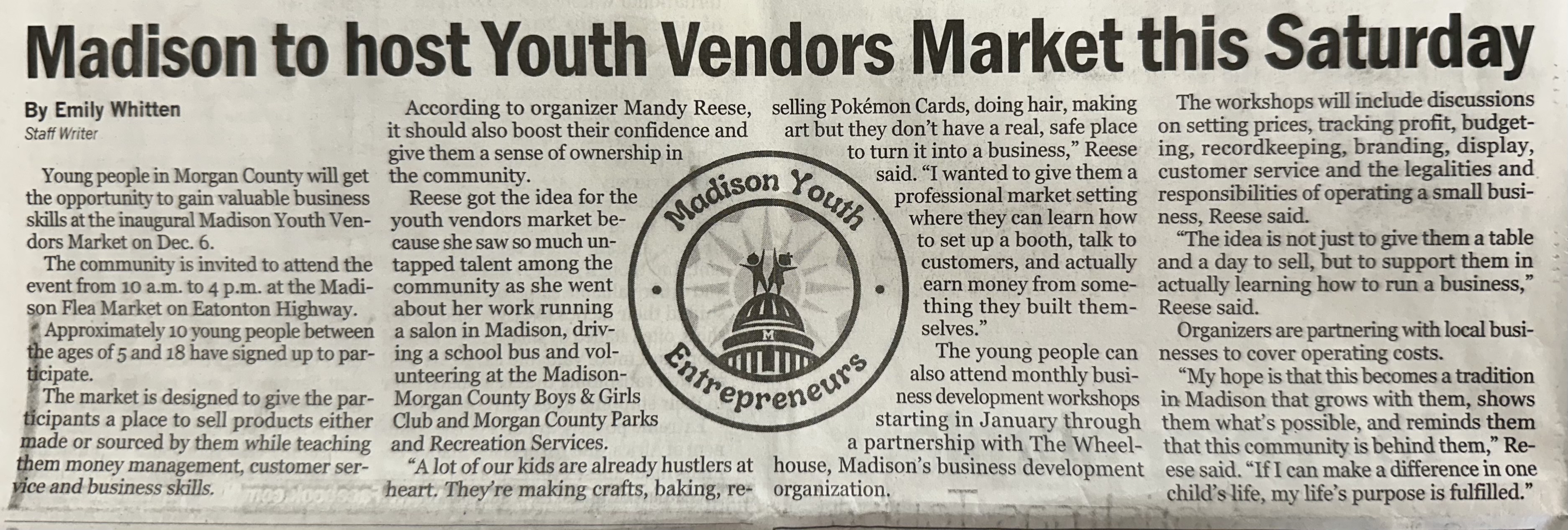 Madison Youth Vendors Market in the news